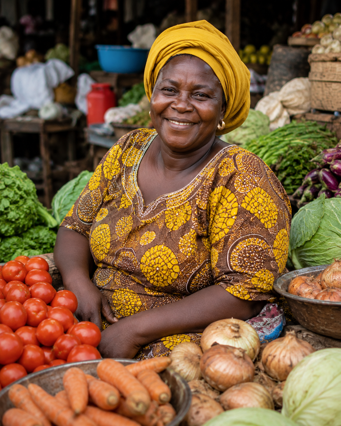 Vendeuse de légumes au marché